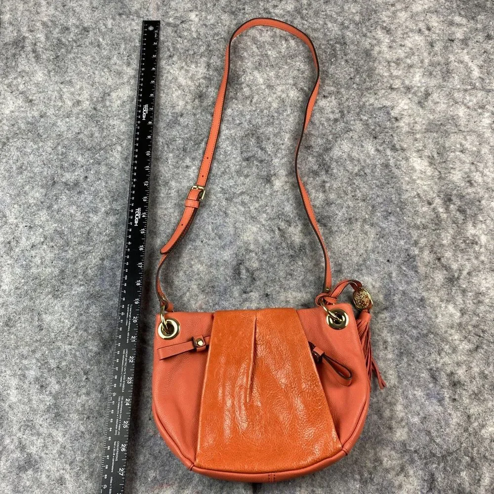 Vince Camuto Crossbody Handbag Burnt Orange Suede Tassel Genuine‎ Leather